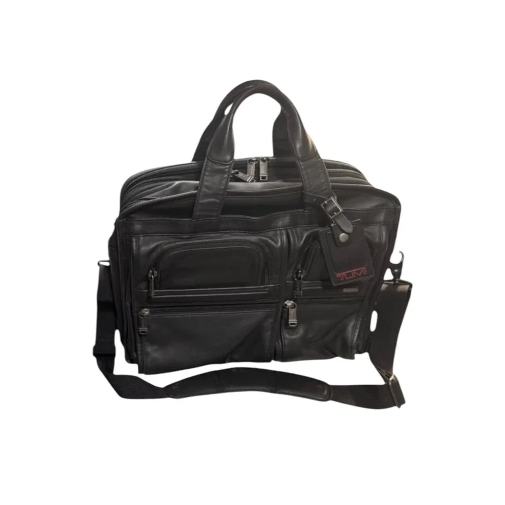 Tumi Black Genuine Leather Briefcase Travel Bag